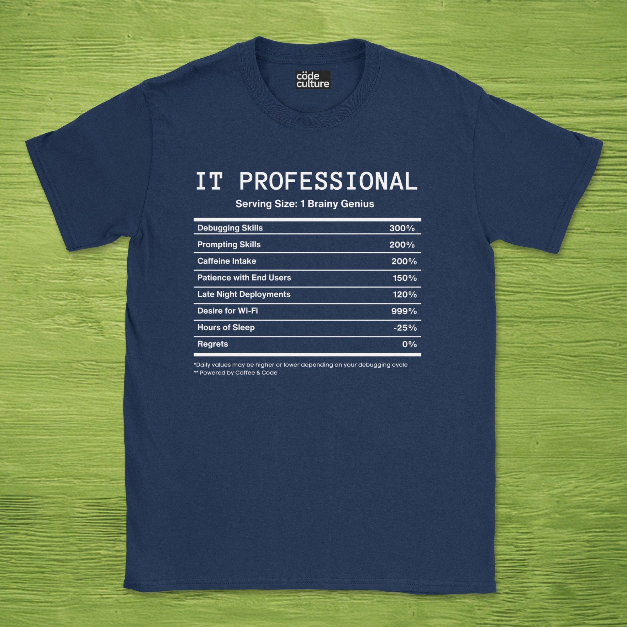 IT Professional nutrition facts shirt