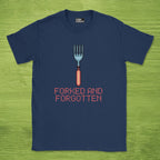Code Culture forked and forgotten shirt funny programmer T-Shirt in Navy — Code Culture developer clothing