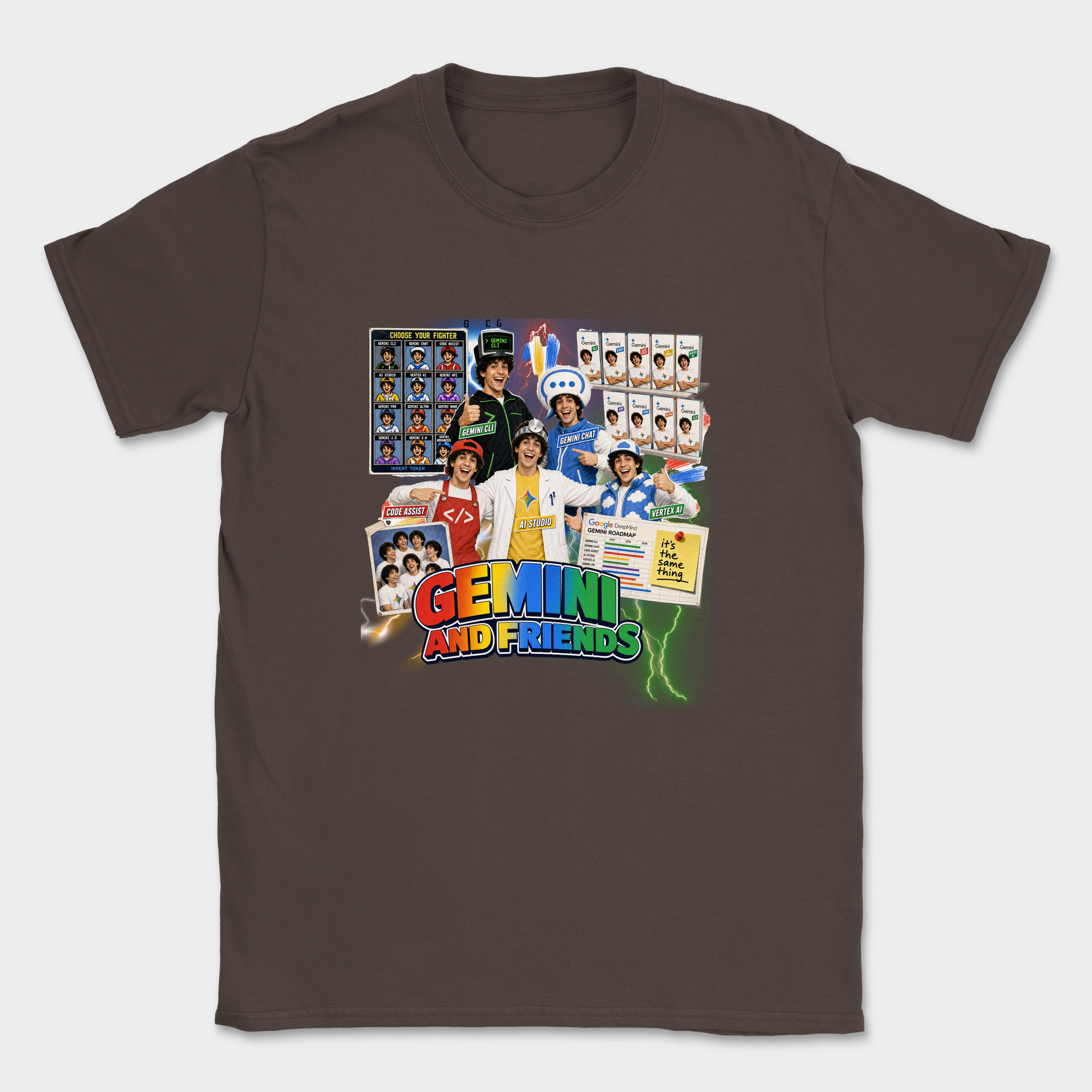 Gemini And Friends Shirt — Dark Chocolate