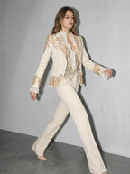 Women's Blazer Ornate Detail Notched Lapel