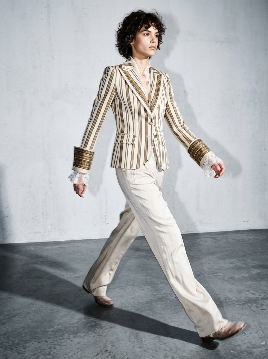 Women's Blazer Ornate Detail Notched Lapel