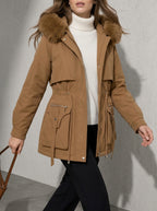 Women's Jacket Hooded Plush Trim