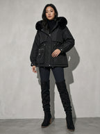 Women's Jacket Hooded Plush Trim