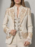 Women's Blazer Ornate Detail Notched Lapel