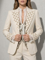 Women's Blazer Ornate Detail Notched Lapel