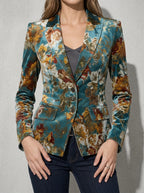 Women's Blazer Vintage Floral Velvet Finish