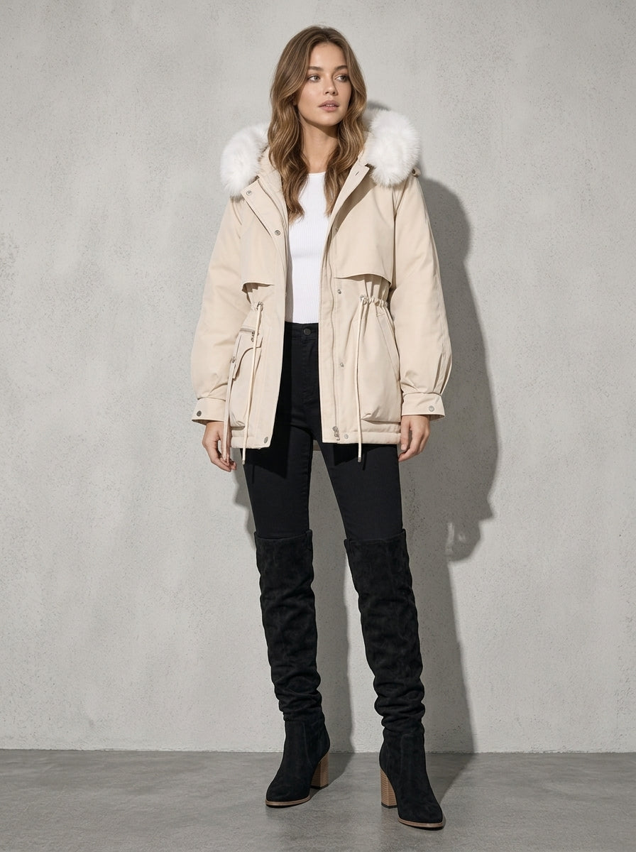 Women's Jacket Hooded Plush Trim