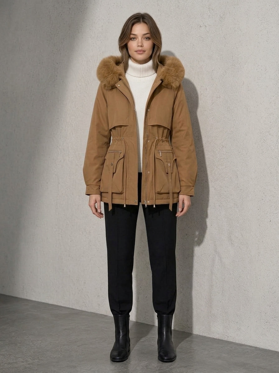 Women's Jacket Hooded Plush Trim