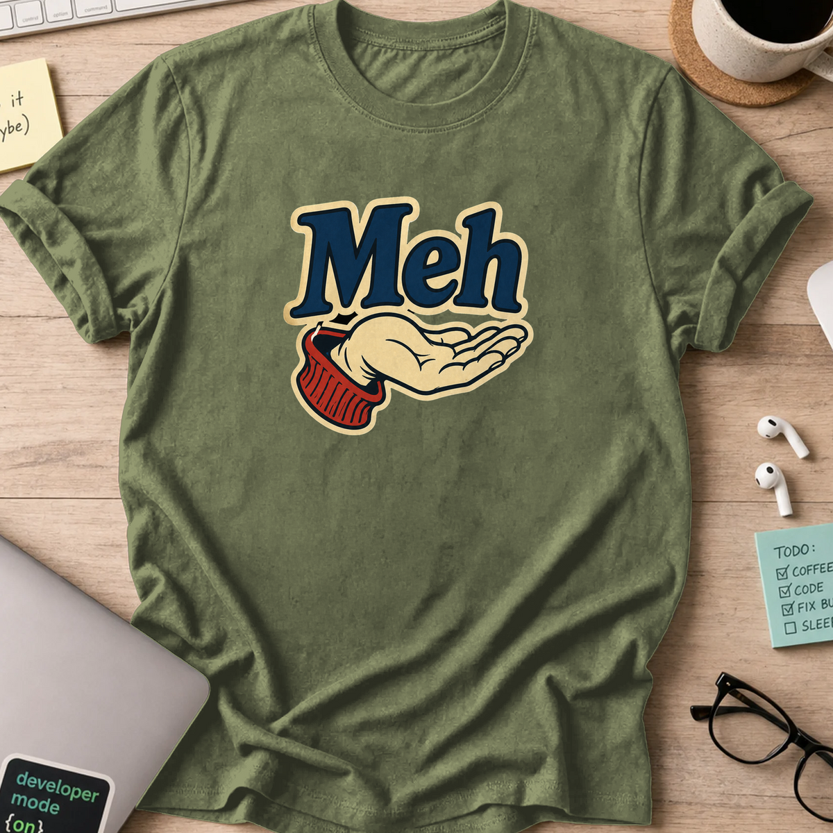 Nerd Collection Artwork T100 Shirt - Military Green mockup