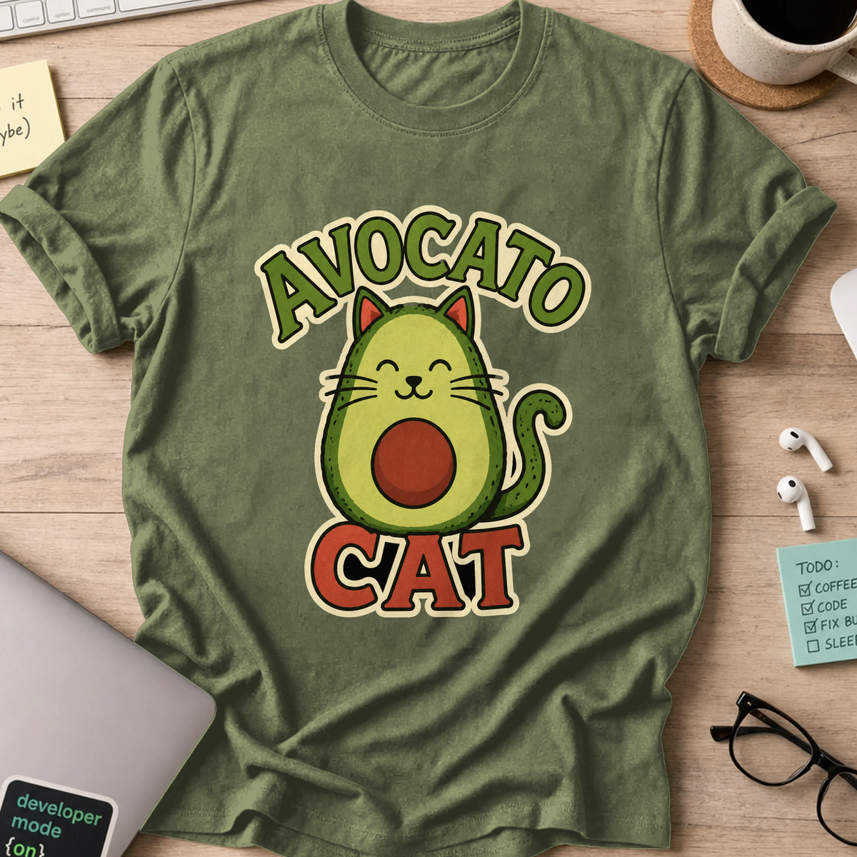 Nerd Collection Artwork T103 Shirt - Military Green mockup