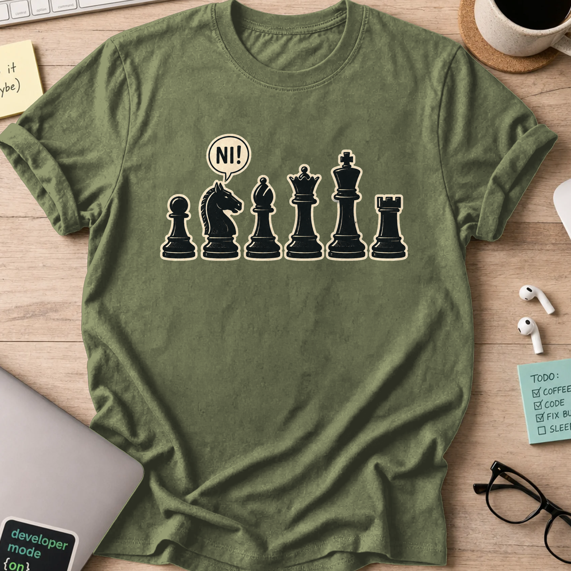 Nerd Collection Artwork T104 Shirt - Military Green mockup
