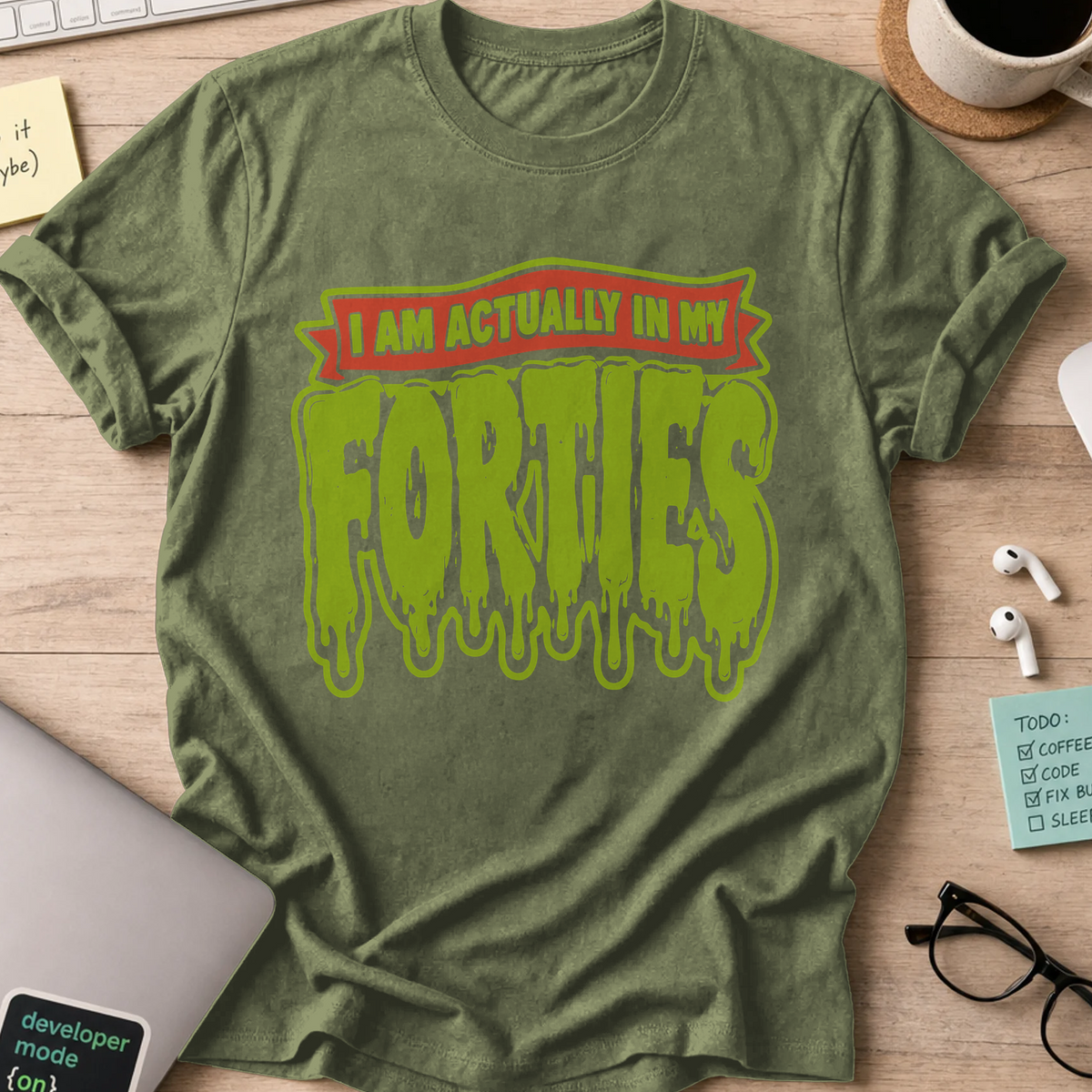 Nerd Collection Artwork T113 Shirt - Military Green mockup