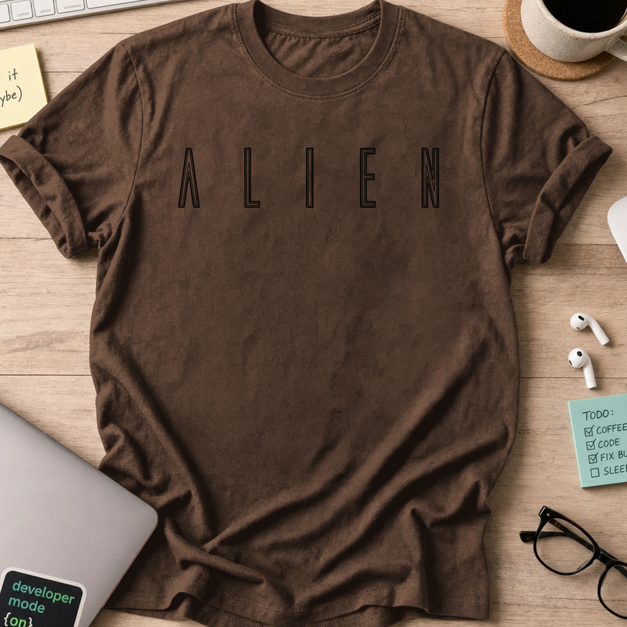 Nerd Collection Artwork T115 Shirt - Dark Chocolate mockup