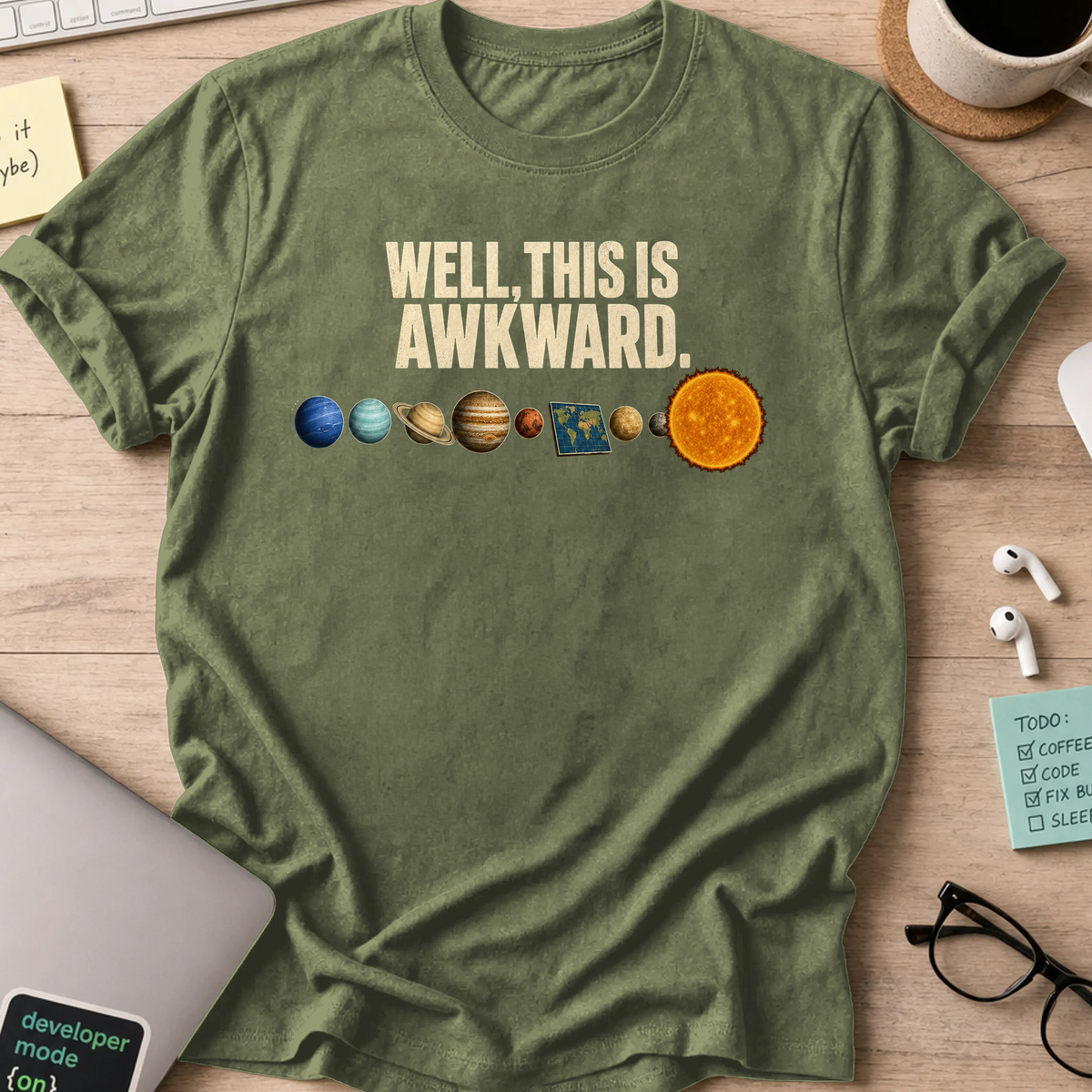 Nerd Collection Artwork T116 Shirt - Military Green mockup