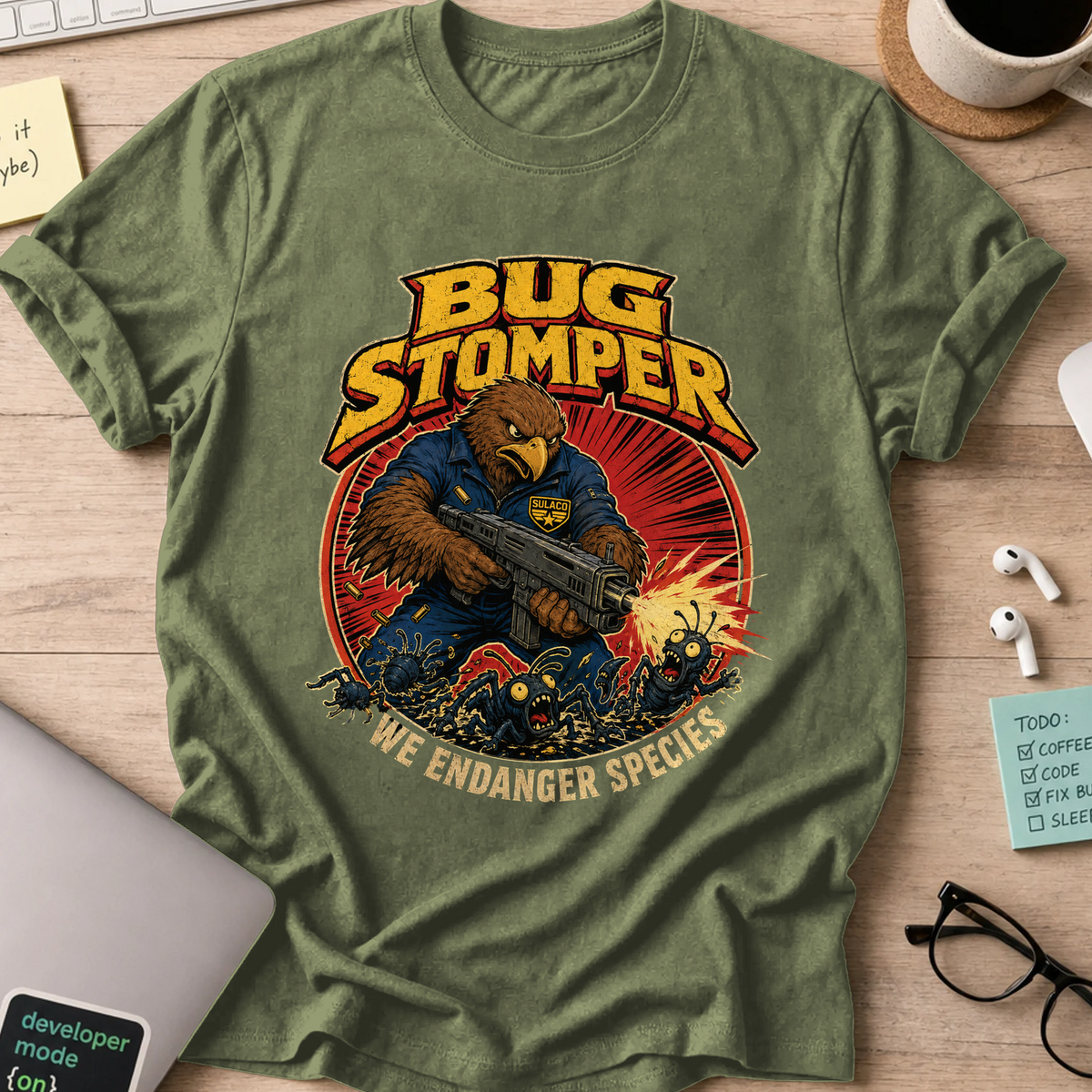 Nerd Collection Artwork T118 Shirt - Military Green mockup
