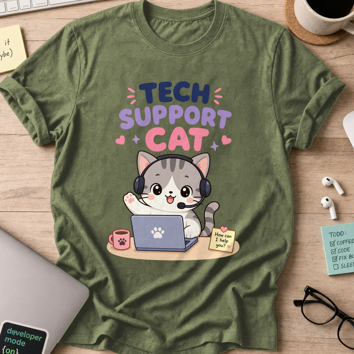 Nerd Collection Artwork T020 Shirt - Military Green mockup