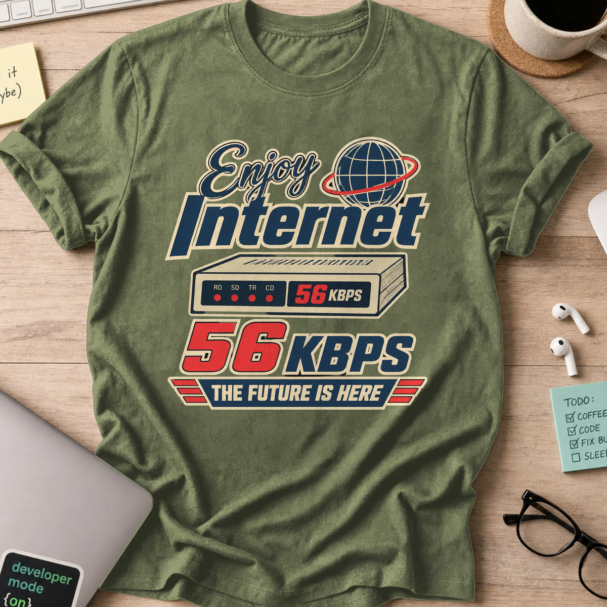 Nerd Collection Artwork T029 Shirt - Military Green mockup