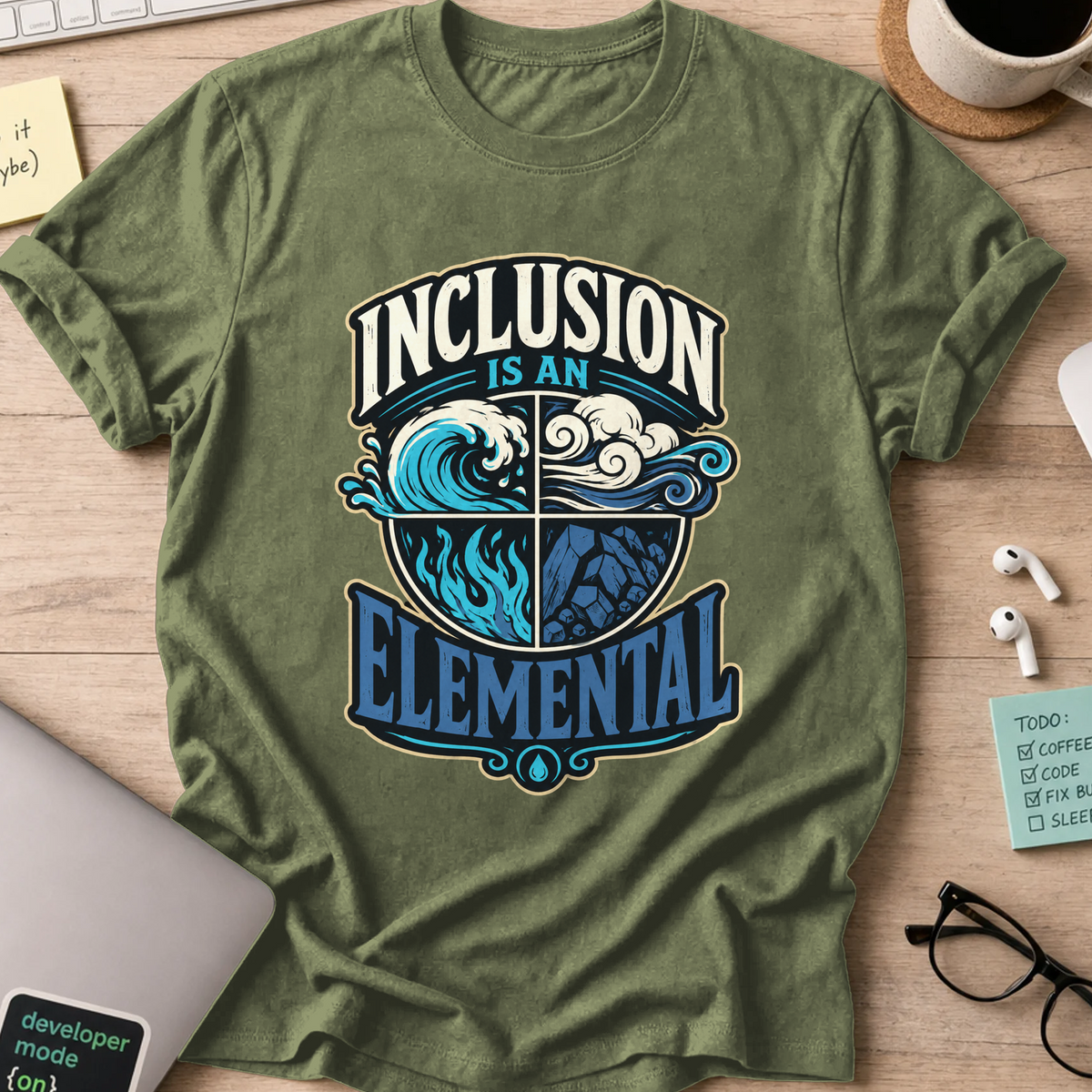 Nerd Collection Artwork T031 Shirt - Military Green mockup
