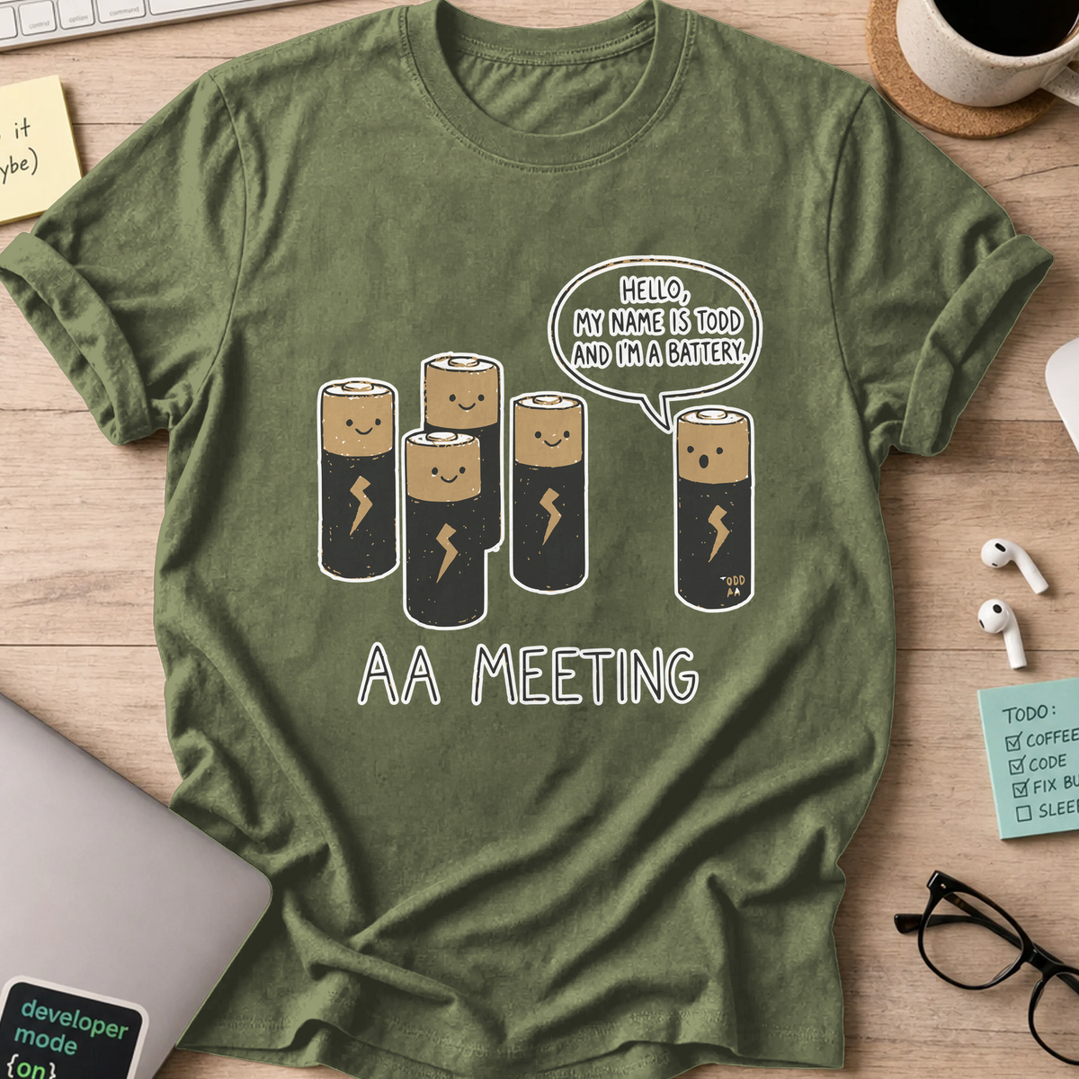 Nerd Collection Artwork T040 Shirt - Military Green mockup