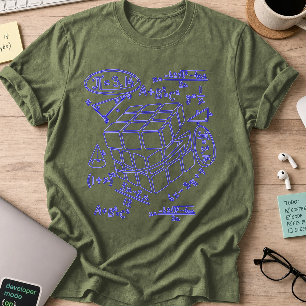 Nerd Collection Artwork T046 Shirt - Military Green mockup