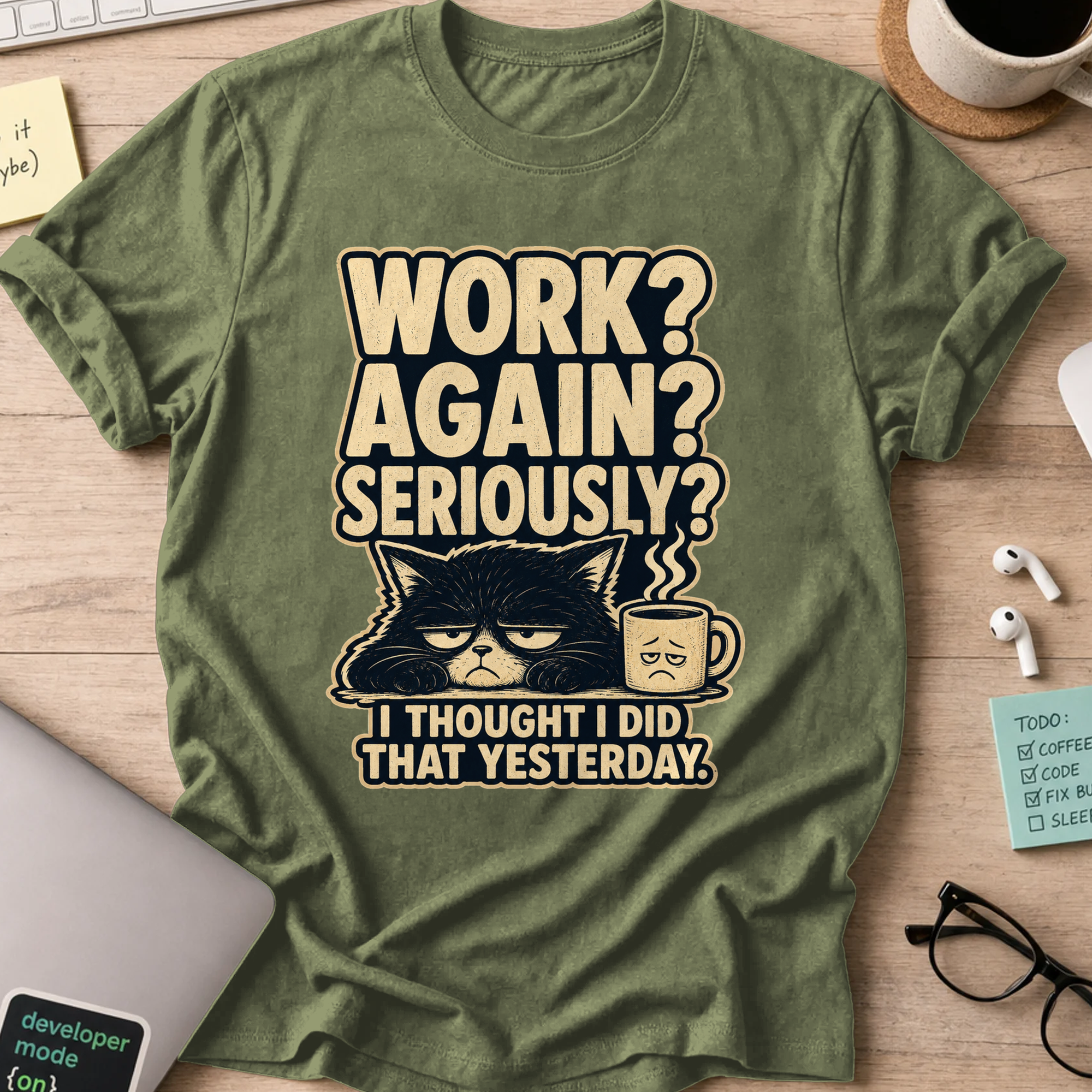 Nerd Collection Artwork T051 Shirt - Military Green mockup