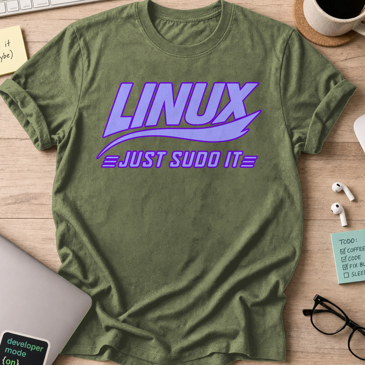 Nerd Collection Artwork T052 Shirt - Military Green mockup