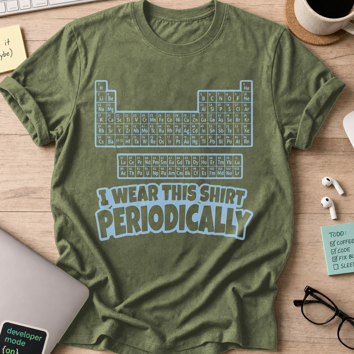 Nerd Collection Artwork T055 Shirt - Military Green mockup