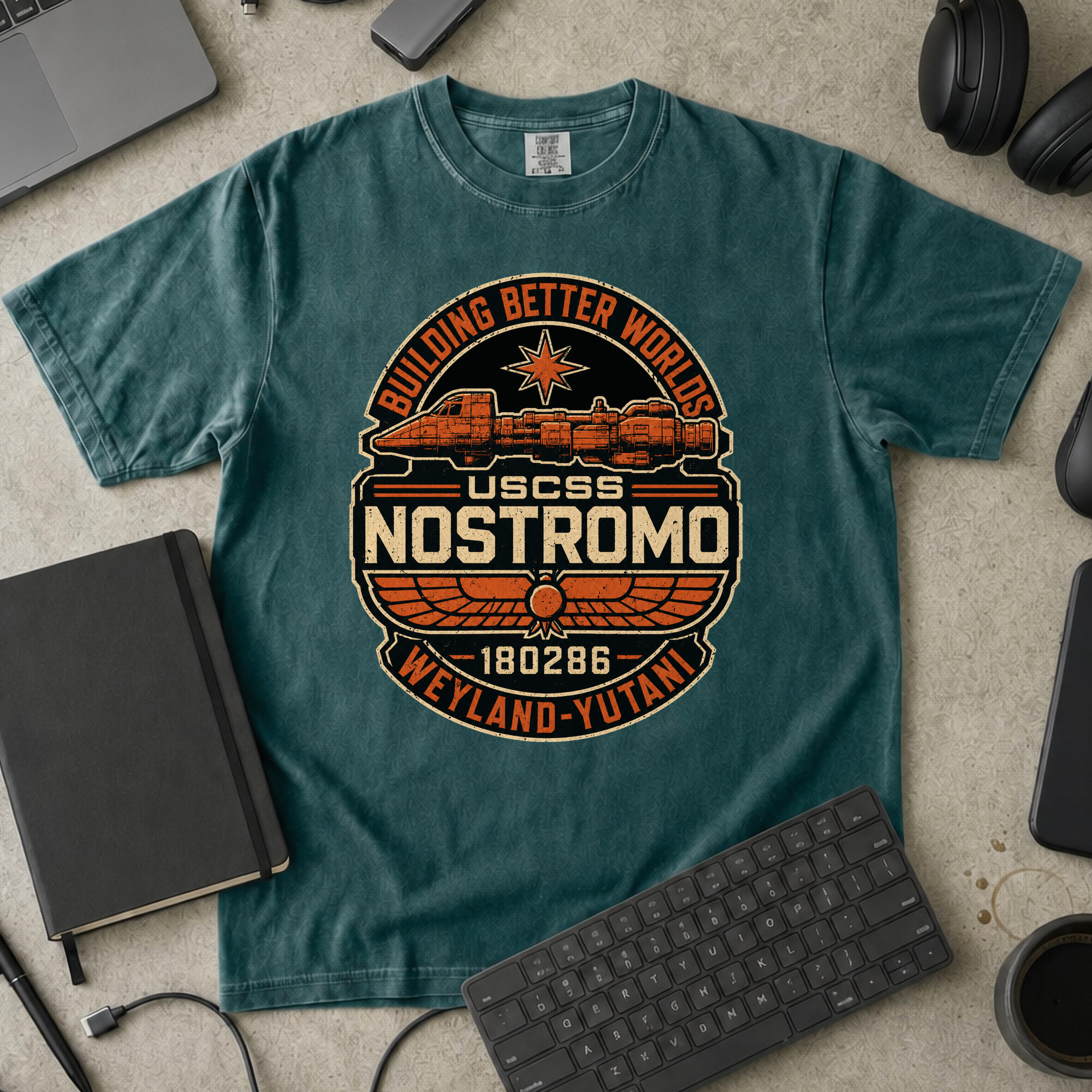 Nerd Collection Artwork T058 Premium Shirt - Blue Spruce mockup
