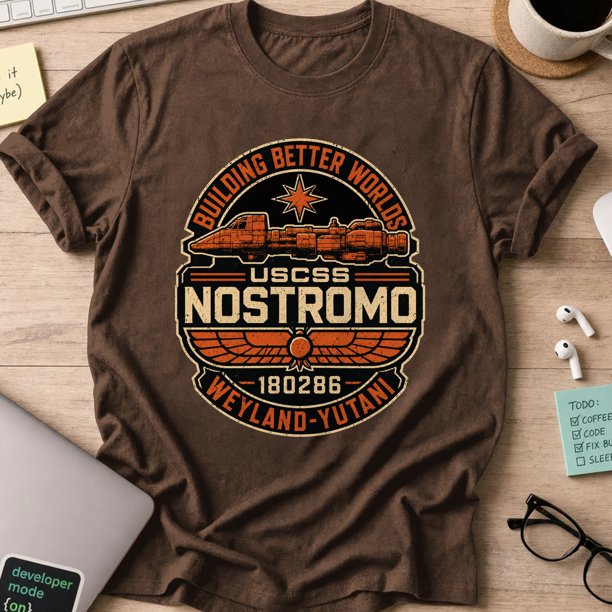 Nerd Collection Artwork T058 Shirt - Dark Chocolate mockup