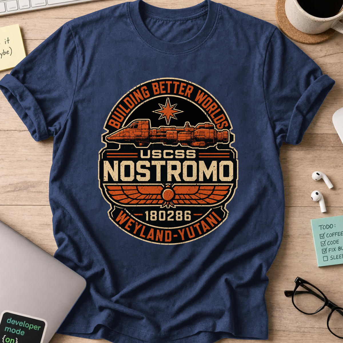 Nerd Collection Artwork T058 Shirt - Navy mockup