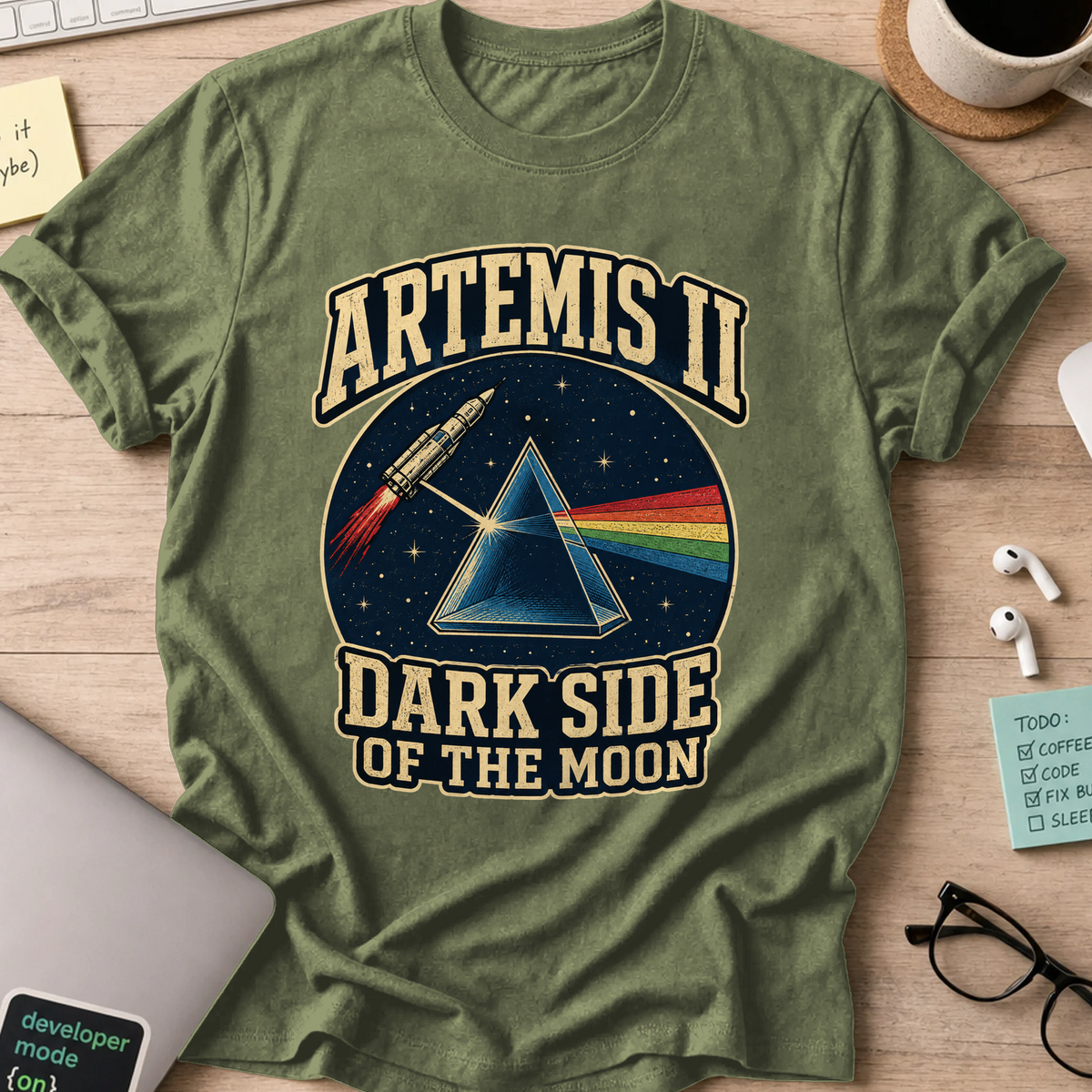 Nerd Collection Artwork T059 Shirt - Military Green mockup