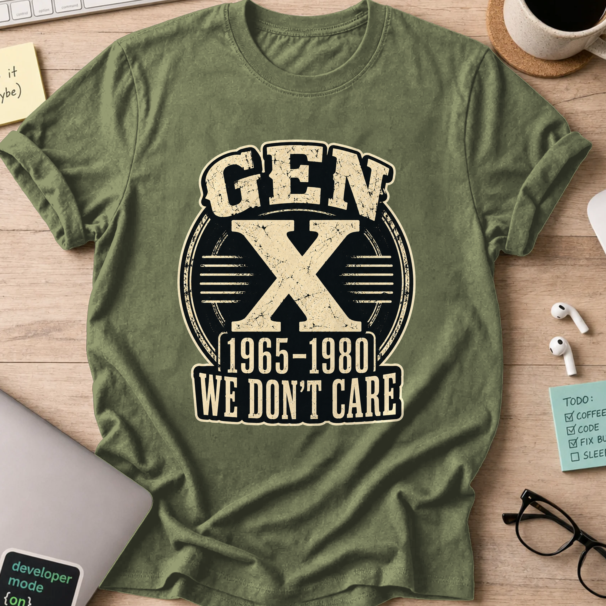 Nerd Collection Artwork T061 Shirt - Military Green mockup