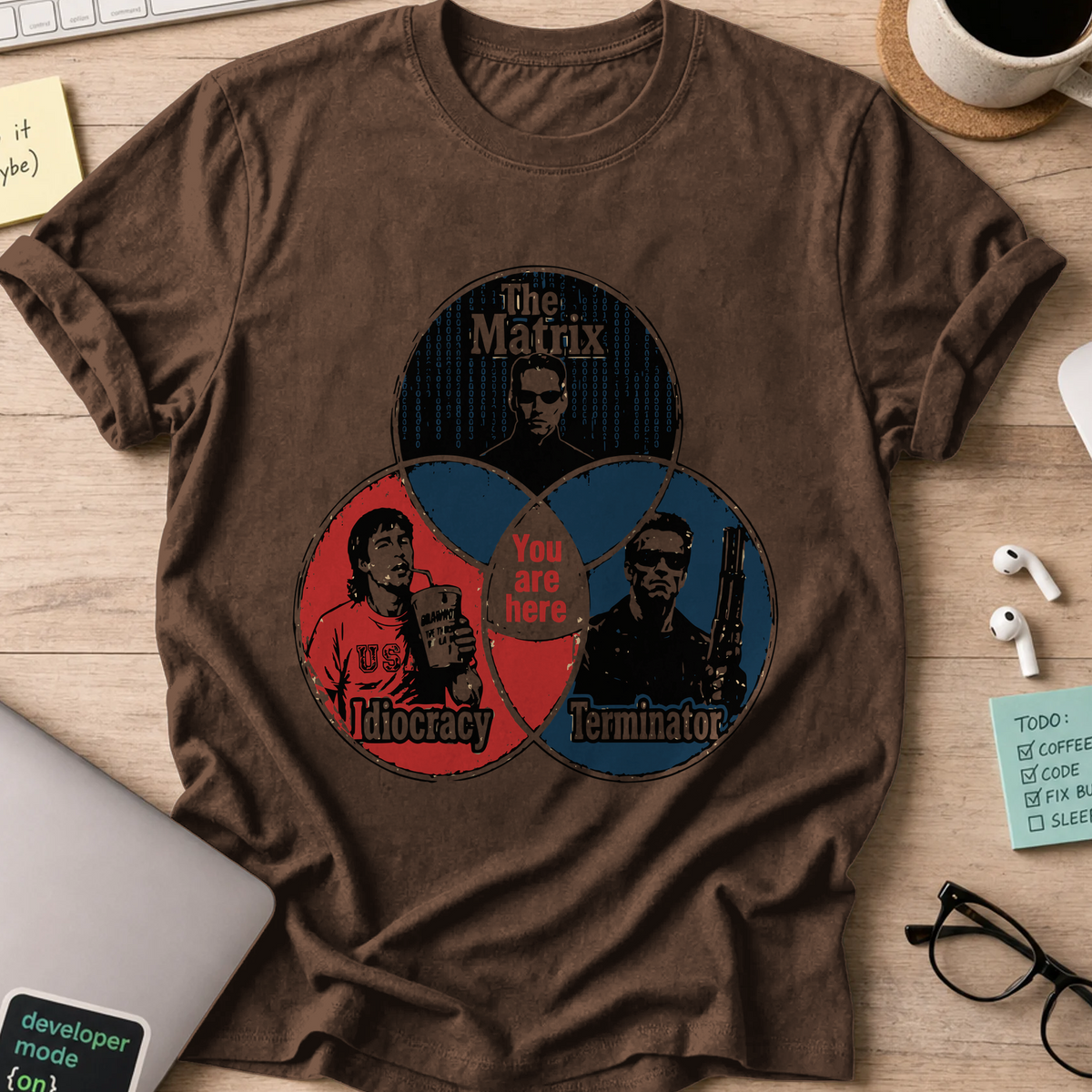 Nerd Collection Artwork T064 Shirt - Dark Chocolate mockup
