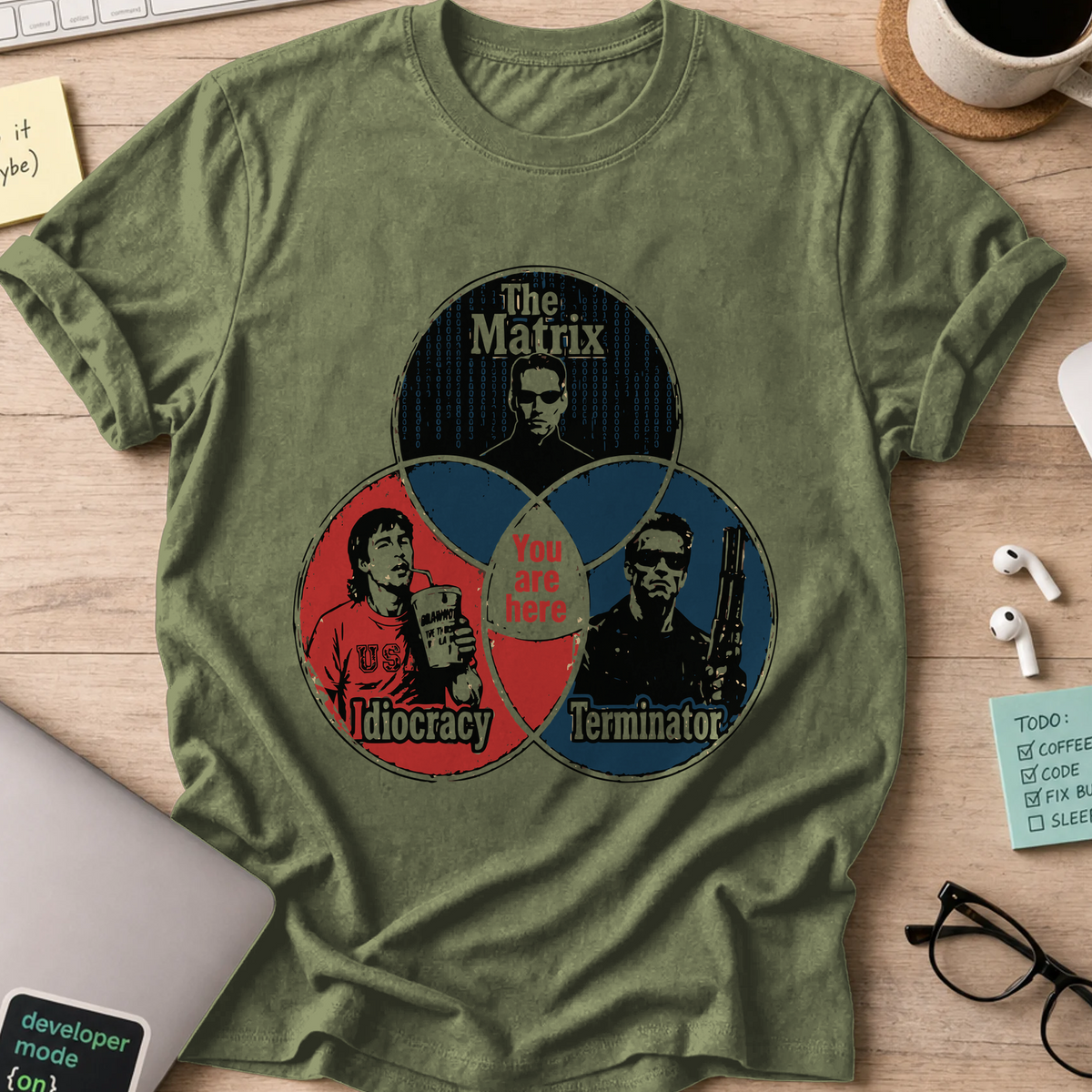 Nerd Collection Artwork T064 Shirt - Military Green mockup
