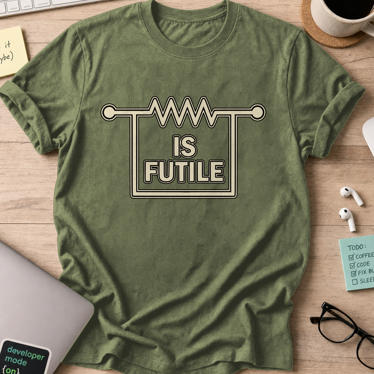 Nerd Collection Artwork T065 Shirt - Military Green mockup