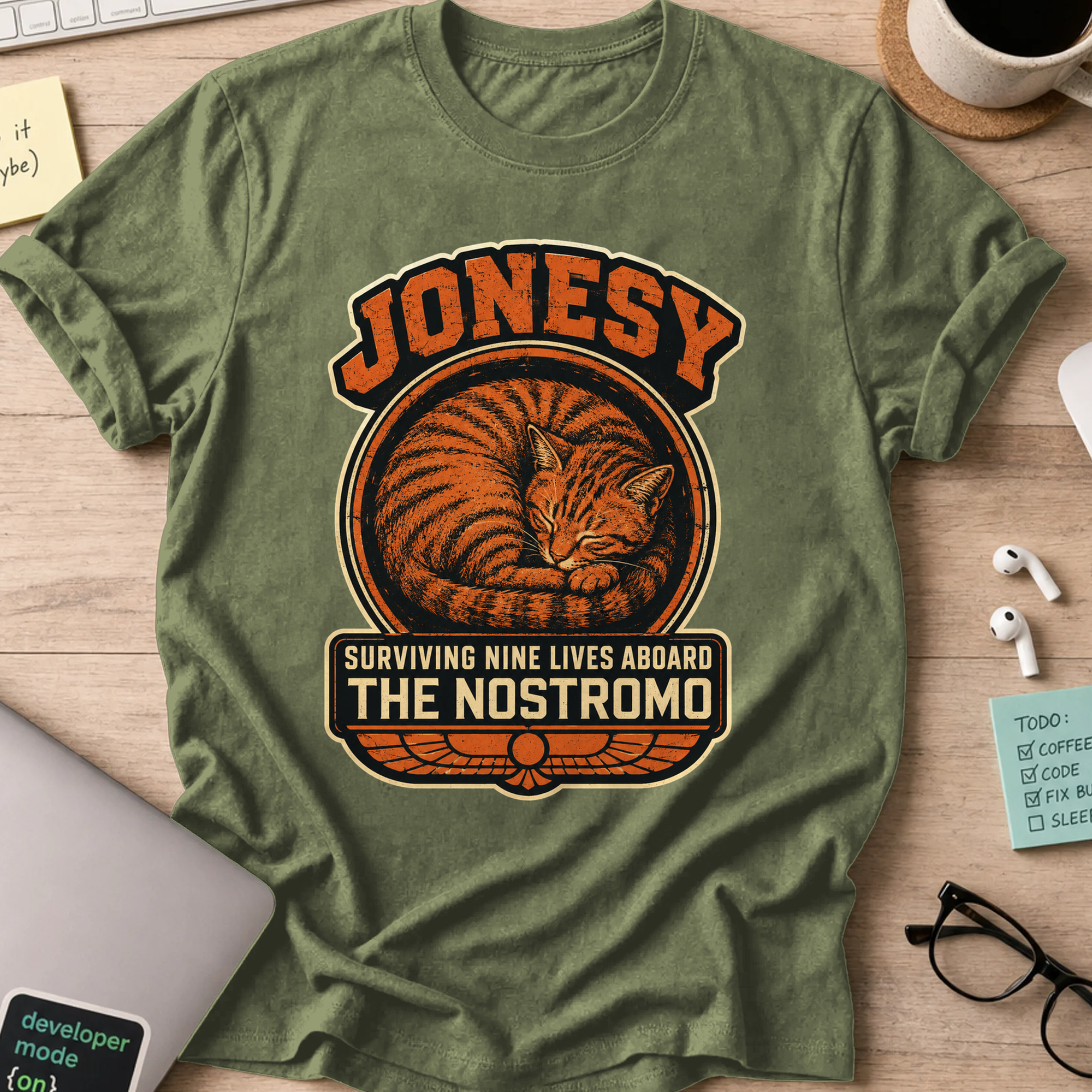 Nerd Collection Artwork T068 Shirt - Military Green mockup