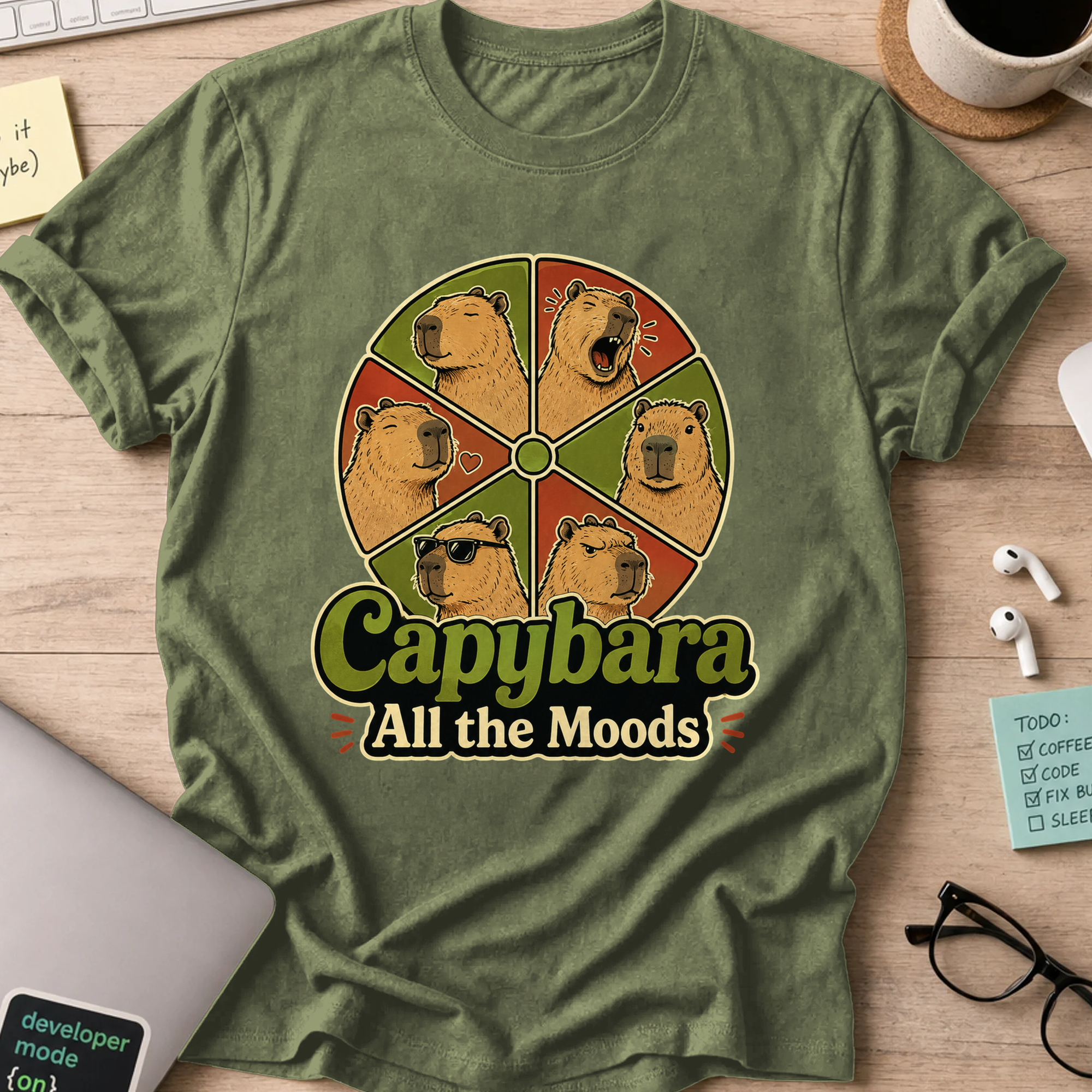 Nerd Collection Artwork T007 Shirt - Military Green mockup
