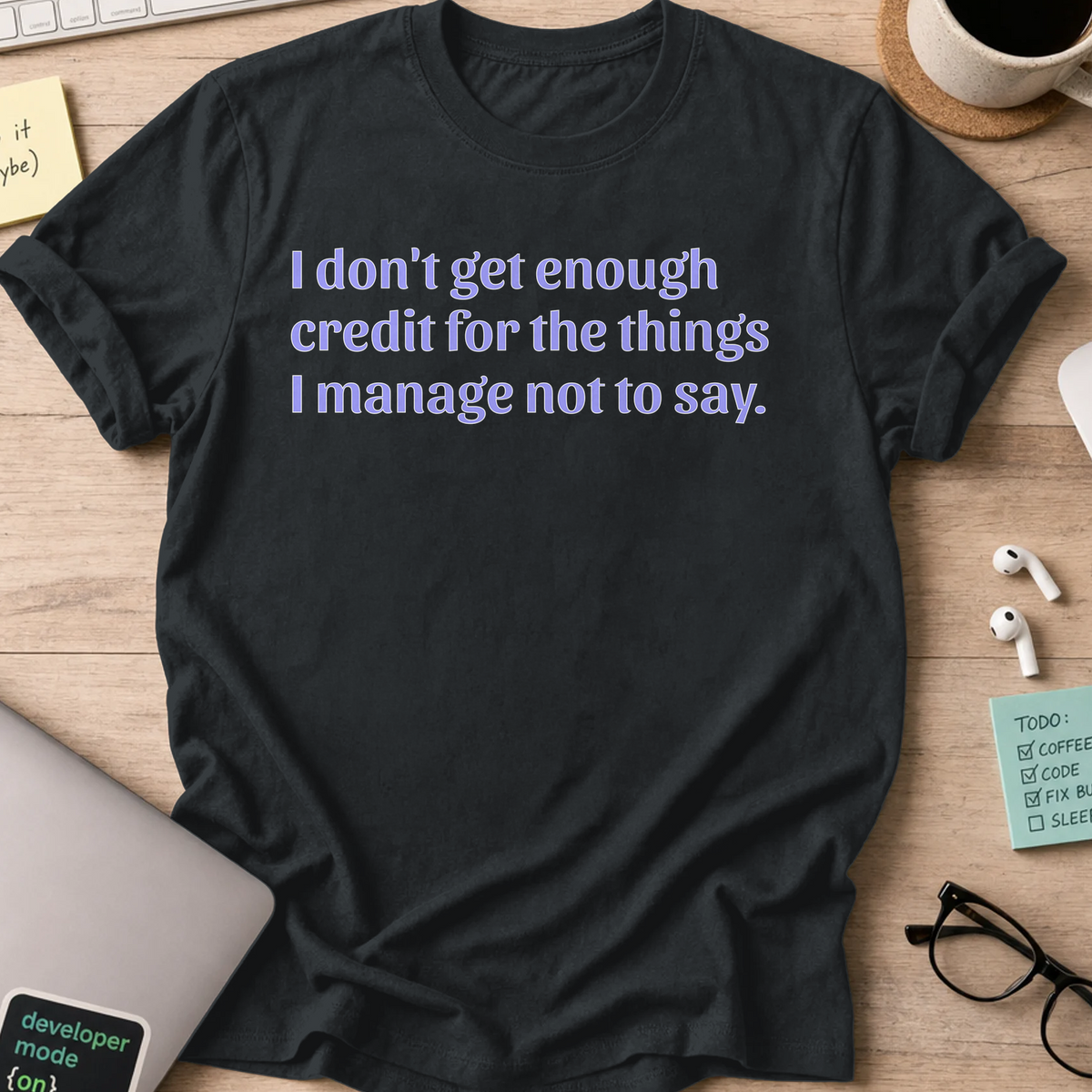 Not Enough Credit Nerd Shirt - Black mockup