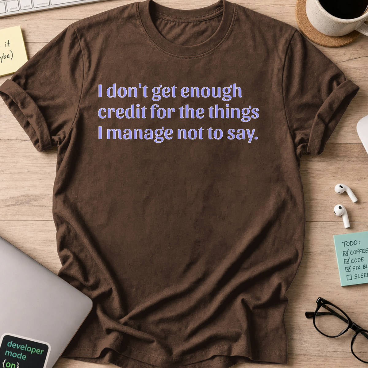 Not Enough Credit Nerd Shirt - Dark Chocolate mockup