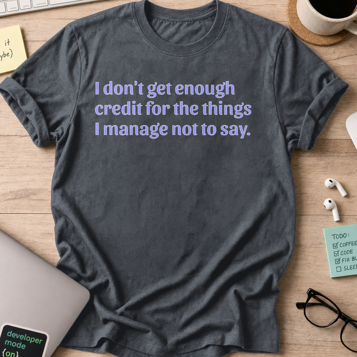 Not Enough Credit Nerd Shirt - Dark Heather mockup
