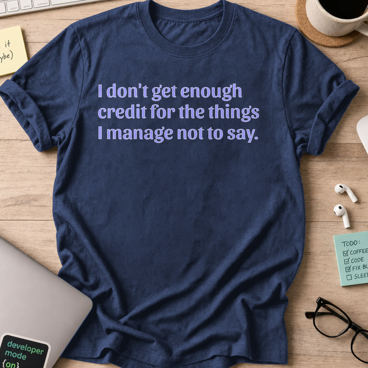 Not Enough Credit Nerd Shirt - Navy mockup