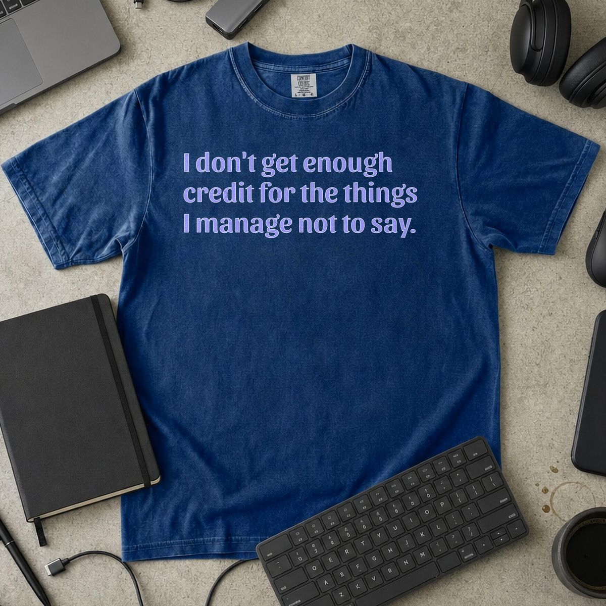 Not Enough Credit Premium Shirt - True Navy mockup