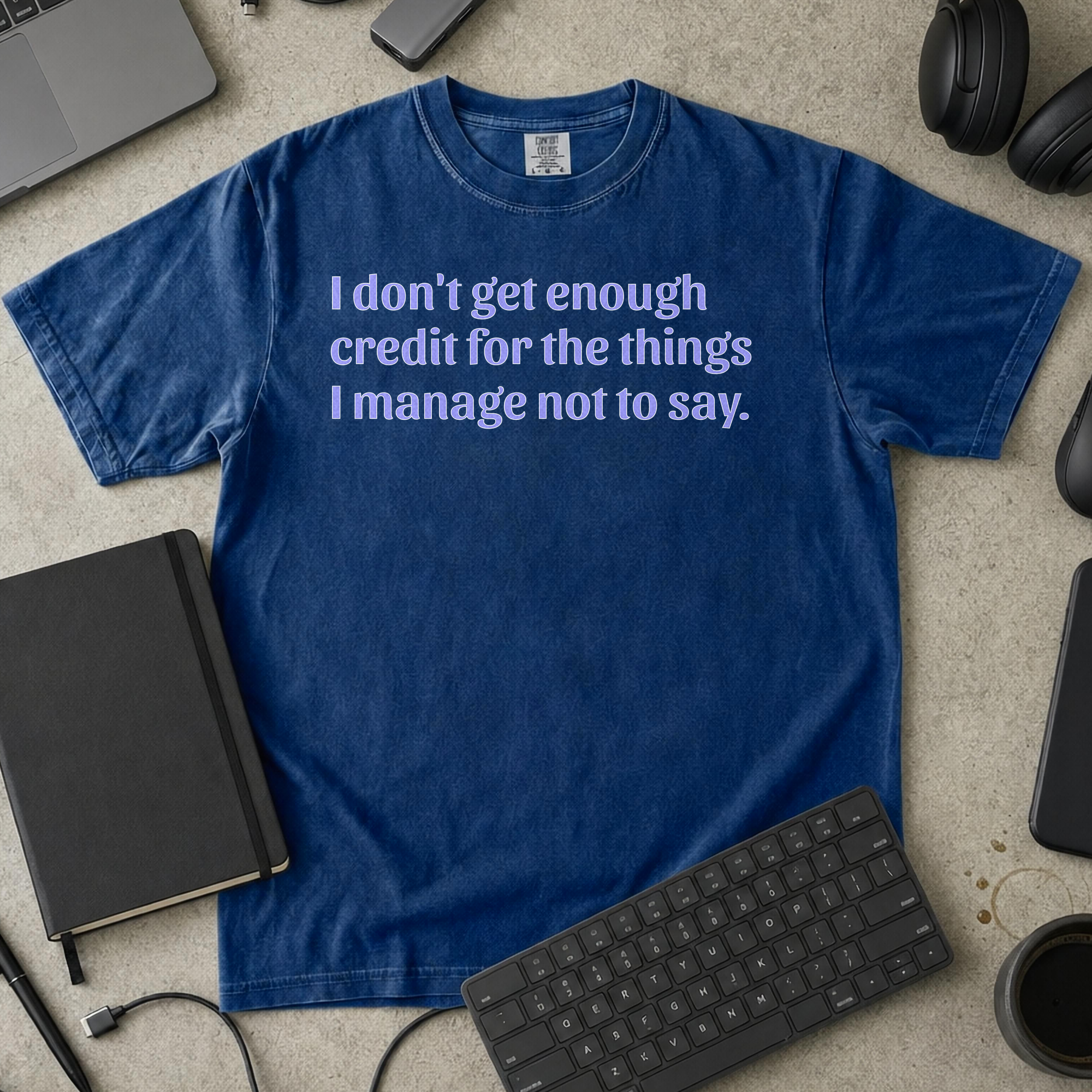 Not Enough Credit Premium Shirt - True Navy mockup