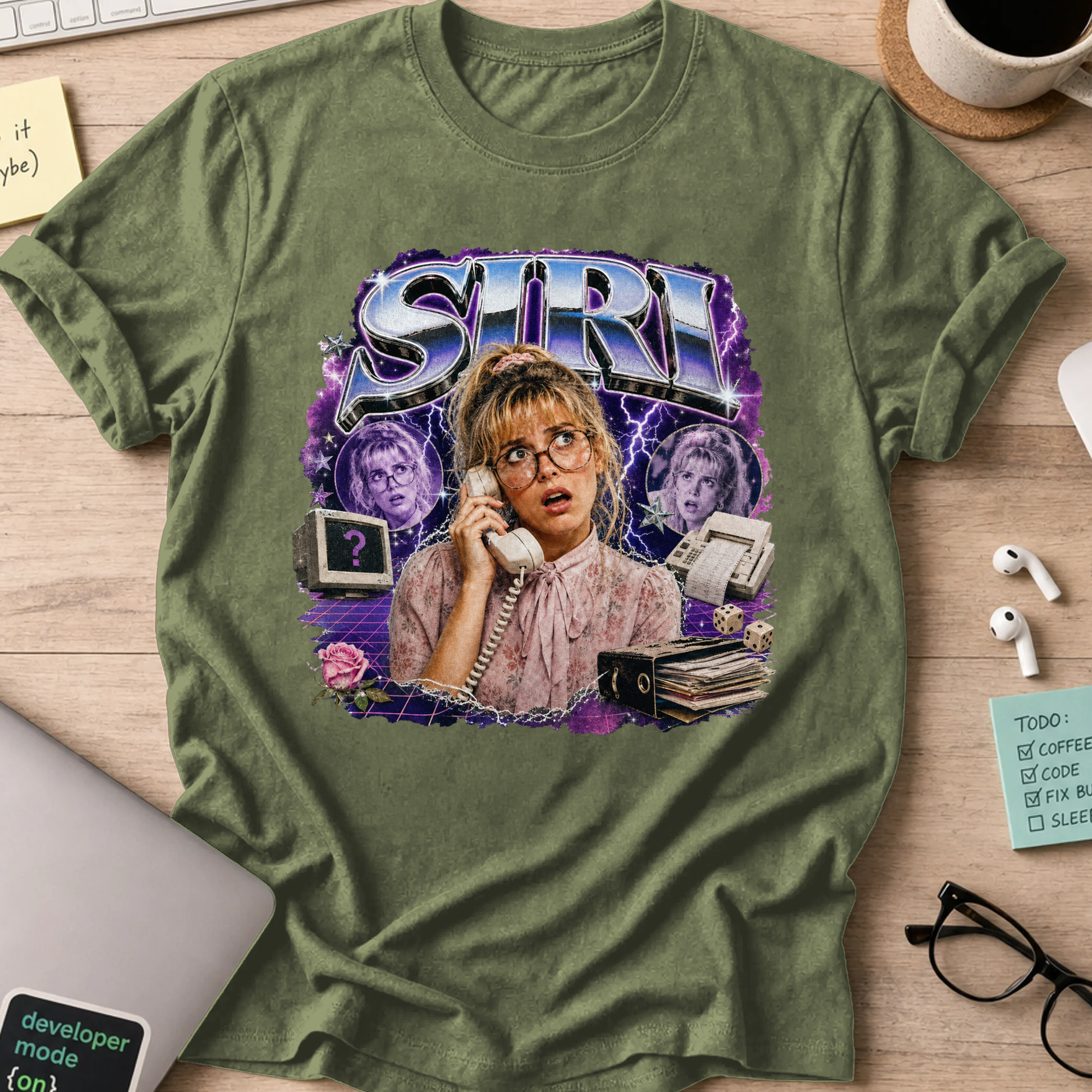SIRI Nerd Shirt - Military Green mockup