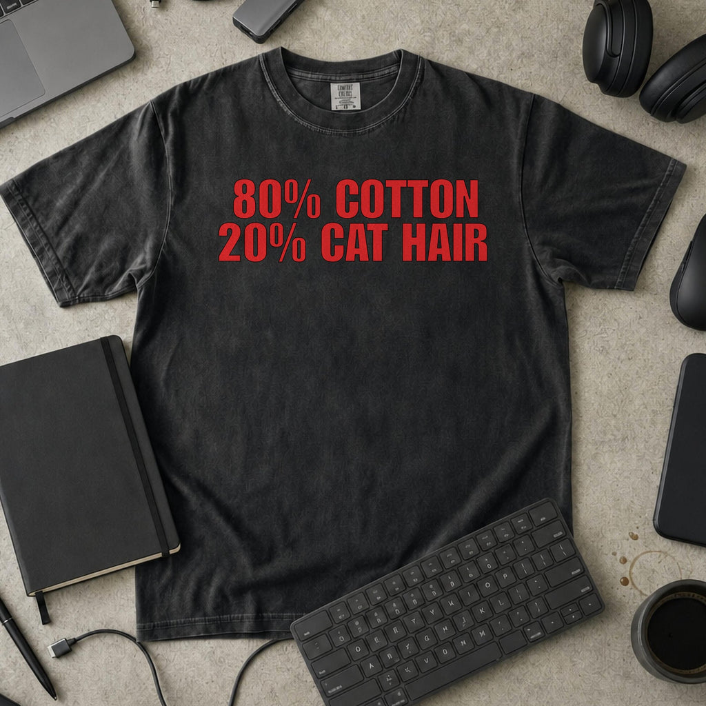 80% Cotton, 20% Cat Hair Premium Shirt - Black mockup