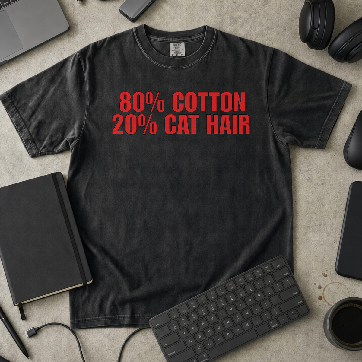 80% Cotton, 20% Cat Hair Premium Shirt - Black mockup