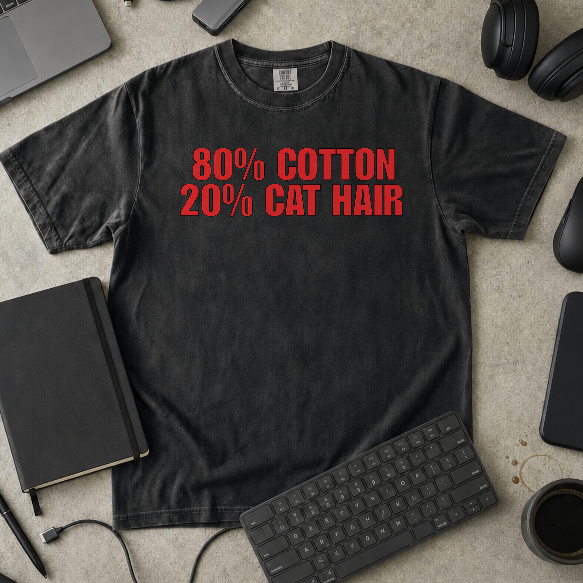 80% Cotton, 20% Cat Hair Premium Shirt - Black mockup