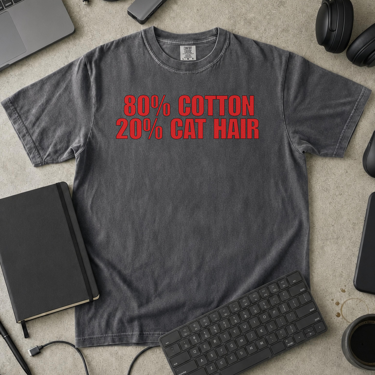 80% Cotton, 20% Cat Hair Premium Shirt - Pepper mockup