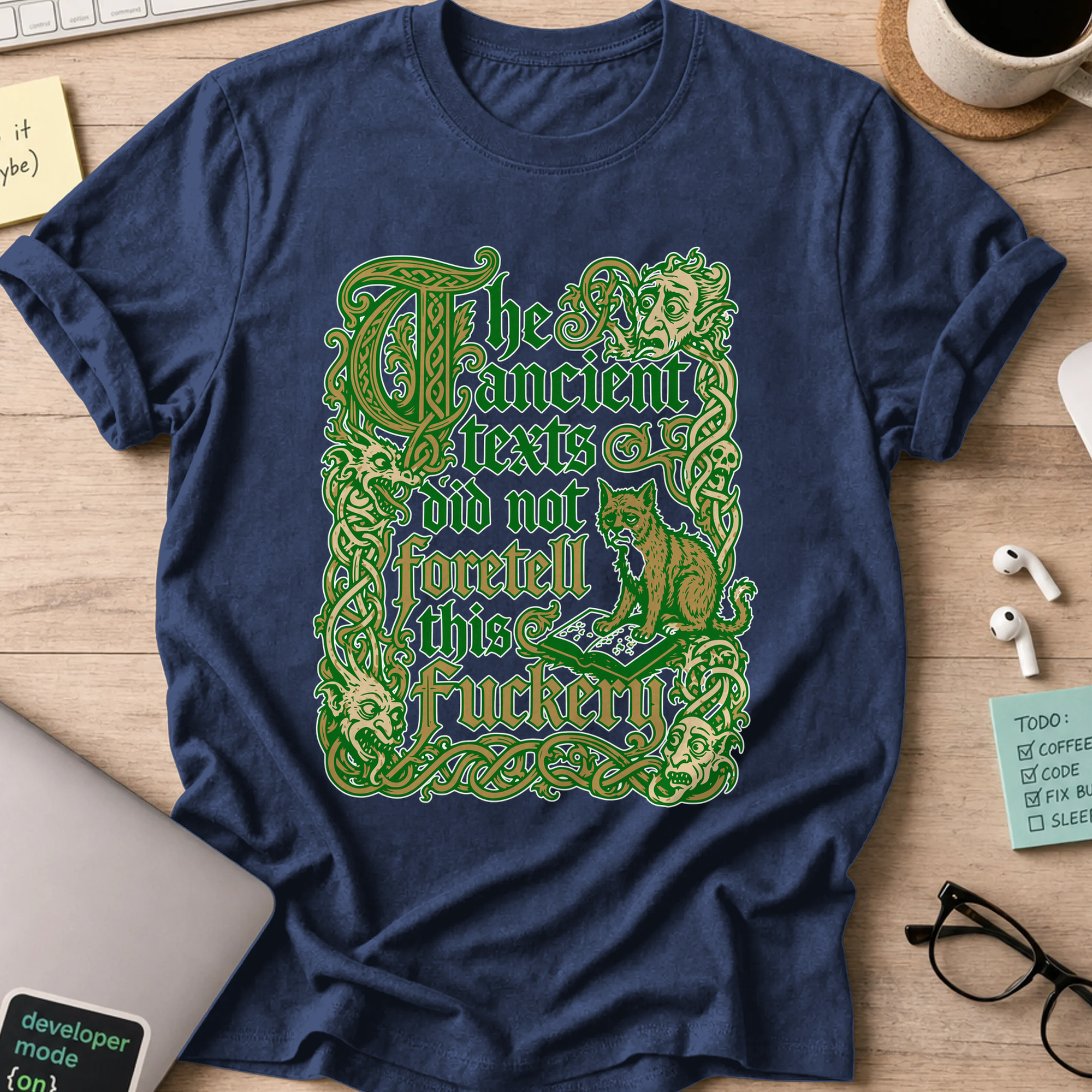 Ancient Texts Nerd Shirt - Navy mockup