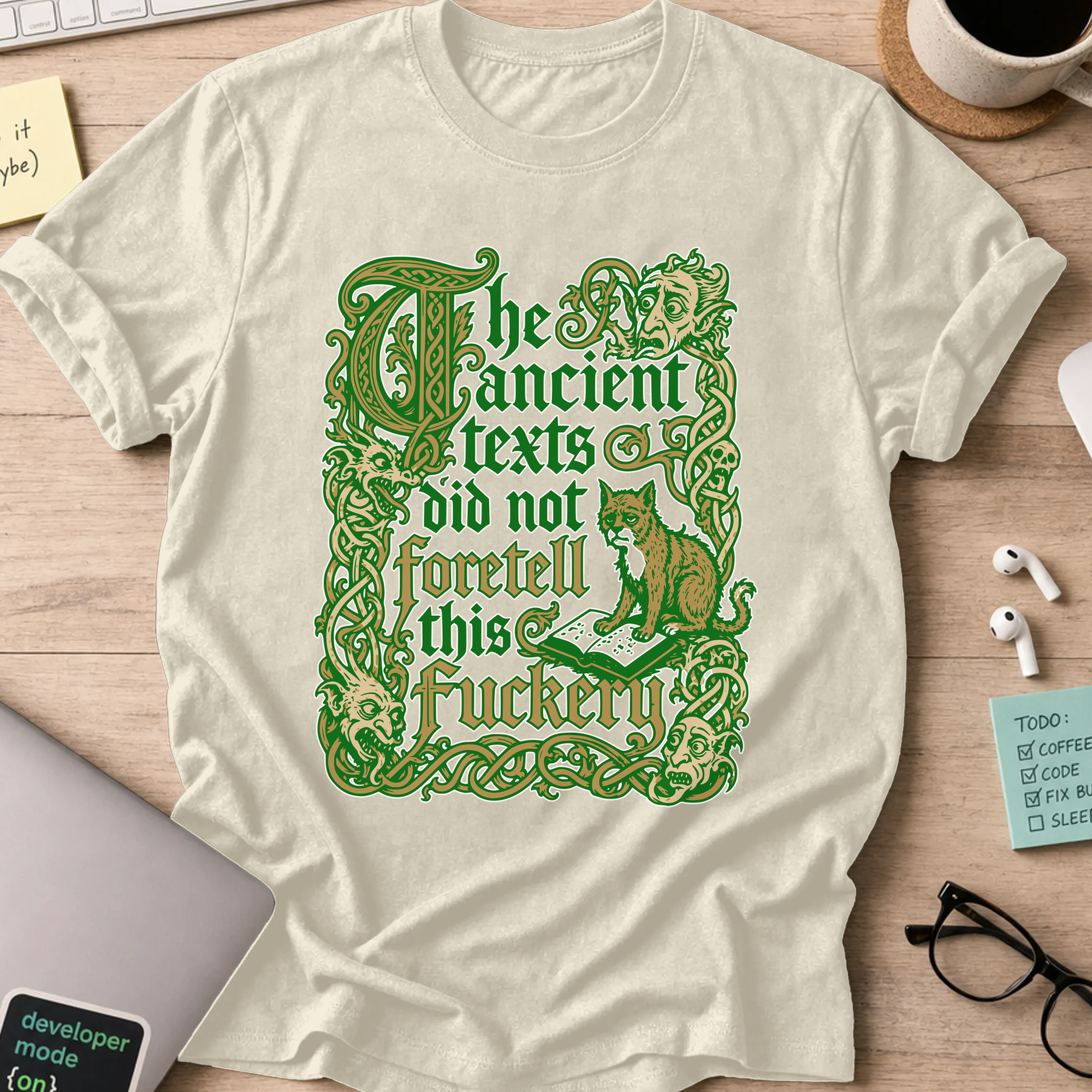Ancient Texts Nerd Shirt - Natural mockup